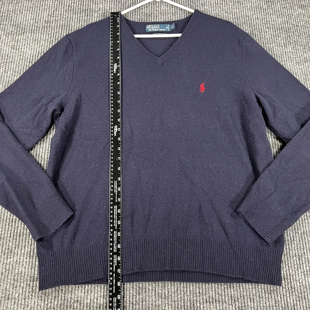 Polo Ralph Lauren Sweater Mens Large Blue Lambs Wool Long Sleeve Knit Casual
